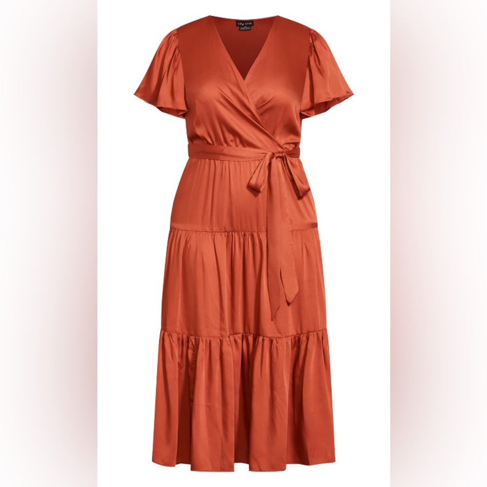 Chic City Tiered Sweetness Midi Dress - paprika M/ 18 - Picture 10 of 10